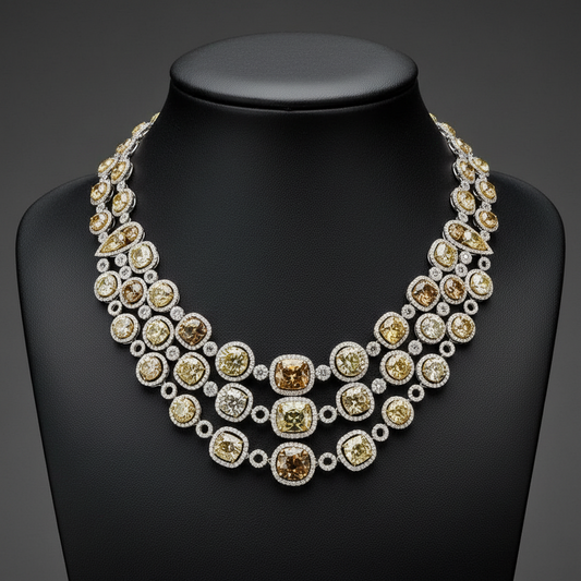 Designer Sophia D Multi Natural Color Diamond and White Diamond Platinum/18K Yellow Gold Necklace