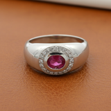 Fine Ruby and Diamond Platinum Ring