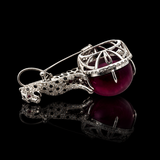 "If These Jewels Could Talk " - Estate Panthere 130.75ct. Rubellite, Diamond & Ruby Platinum Pendant/Brooch