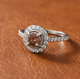Maya Lianna .59 cttw Diamond Ring Natural Fancy Orange Center 14884