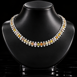 Estate Oscar Heyman Natural Faicy Pink, Green,Orange & White Diamond Platinum Necklace. All weights estimated.