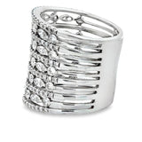 Multi Row Diamond 18K White Gold Ring