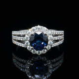 Designer EMJ 1.25 ct Sapphire Diamond Halo Ring 14762