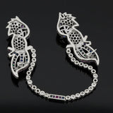 Tutti Frutti Influence Double Clip (Duette) Diamond, Onyx, Emerald, Sapphire, Ruby 18K White Gold Parrott Brooch