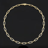 Designer Italian Paper Clip Diamond 14Kt Yellow Gold Necklace