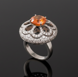 Zydo 5.10 ct Orange Sapphire and Diamond 18K White Gold Ring