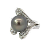 Estate Designer Schoeffel 1.20 cttw Diamond 12.57mm Tahitian Pearl Ring 13875