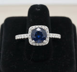 Designer Leo Schachter 2.25 ct Sapphire Diamond Halo Ring 14769