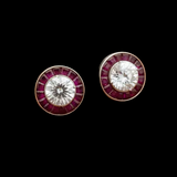 Ruby Earrings 18K White Gold Earrings (Center CZ)
