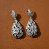 Designer Circa 1990's 17.35cttw Diamond and 18k White Gold Earring (2.8" Length)