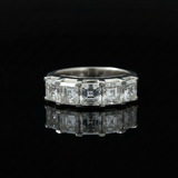 Classic 5 Stone Asscher Cut 2.36cttw. Diamond Platinum Ring