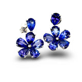 2000's Tanzanite and Diamond Cluster Flower Earrings