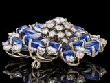 Estate Oscar Heyman 31.31ctttw Ceyon Sapphire and 5.77cttw Diamond platinum Pendant / Brooch