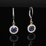 Sapphire and Diamond 14K White and Yellow Gold Dangle Earrings