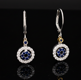 Sapphire and Diamond 14K White and Yellow Gold Dangle Earrings