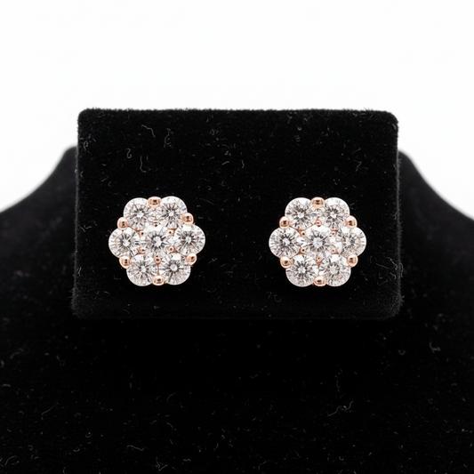 Maya Lianna .50 cttw Diamond and 14K Rose Gold Cluster Earrings