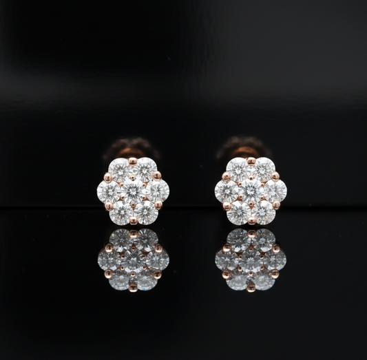Maya Lianna .50 cttw Diamond and 14K Rose Gold Cluster Earrings
