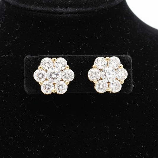 Maya Lianna Diamond and 14K Yellow Gold Cluster Earrings