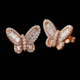 Fashionista 2.99 ctw Diamond and 18K Rose Gold Butterfly Earrings