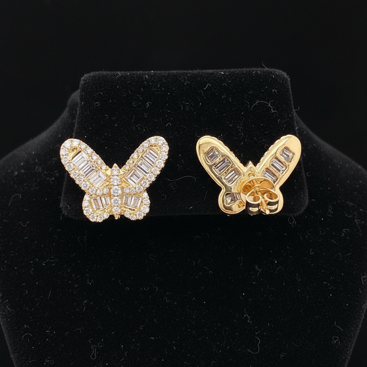 Fashionista 2.50 ctw Diamond and 18K Yellow Gold Butterfly Earrings