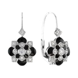 Diamond and Black Enamel Dangle 14K White Gold Earrings