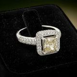 Estate 1.06 ct Natural Fancy Brownish Greenish Yellow (GIA) Diamond 18K White Gold Ring 14739