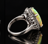 Estate Fine 4.60ct. Opal & Diamond Platinum Ring