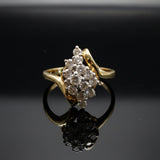 Estate Contemporary Diamond Cluster 14Kt White & Yellow Gold Ring