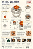 Zydo 5.10 ct Orange Sapphire and Diamond 18K White Gold Ring