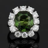 Fine Tourmaline and Diamond Platinum Ring