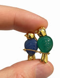 Cartier Paris 1989 Revival Love Birds Diamond and Chalcedony 18K Yellow Gold Pendant/Brooch