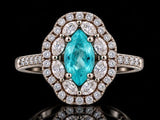 Designer M.C. Marchisio Natural Paraiba & Diamond 18KT White Gold Ring