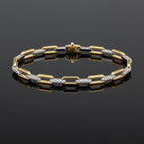 Designer Italian Paper Clip Diamond 14K White/Yellow Gold Bracelet