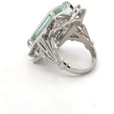 Estate Aquamarine and Diamond Platinum Ring