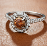 Maya Lianna .61 cttw Diamond Ring Natural Fancy Orange Center 14882
