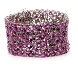 Estate Designer William Levine 115cttw Pink Sapphire, 7cttw Ruby and Diamond 18Kt White Gold Bracelet