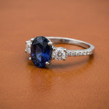Effy Sapphire, Diamond and 14K White Gold 3-Stone Ring