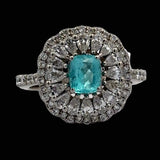 Designer M.C. Marchisio Natural Paraiba & Diamond 18KT White Gold Ring