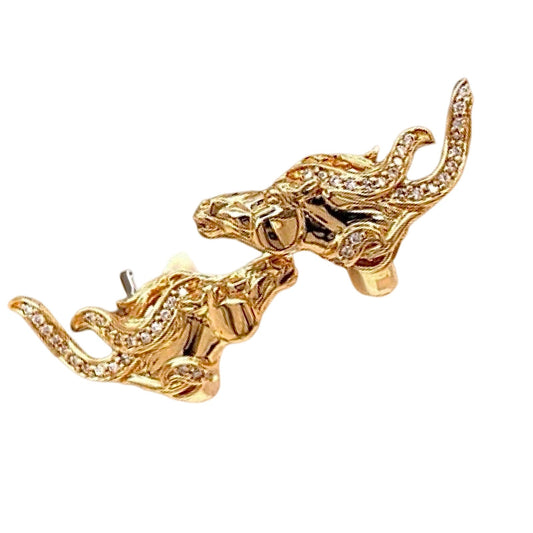 Diamond and 18K Yellow Gold Horse Earrings