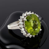 Peridot and Diamond Platinum Ring