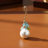 South Sea Pearl Semi Precious Dangle 14K Yellow Earrings