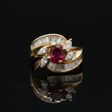 Vintage Ruby & Diamond 14K Yellow/White Gold Ring
