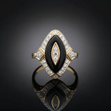 Vintage Onyx & Diamond 18K Yellow Gold Ring