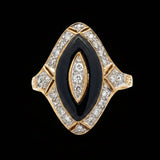 Vintage Onyx & Diamond 18K Yellow Gold Ring