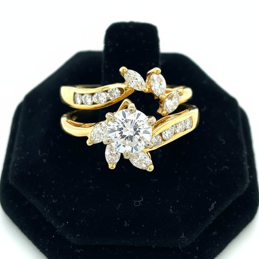 Estate Bridal Set .57 ct Round Brilliant Cut Center Diamond .90 cttw Ring 13886