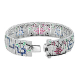 Custom Made Diamond Ruby Emerald Onyx Sapphire 18K White Gold Bracelet