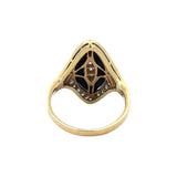 Vintage Onyx & Diamond 18K Yellow Gold Ring