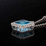 Estate Designer 5.42ct Santa Maria Aquamarine and Diamond 14K White Gold Necklace