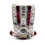 Art Deco Diamond and Ruby Platinum Ring
