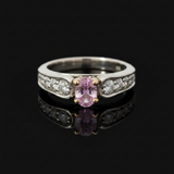 14K White Gold Pink Tourmaline and Diamond Ring 14849
